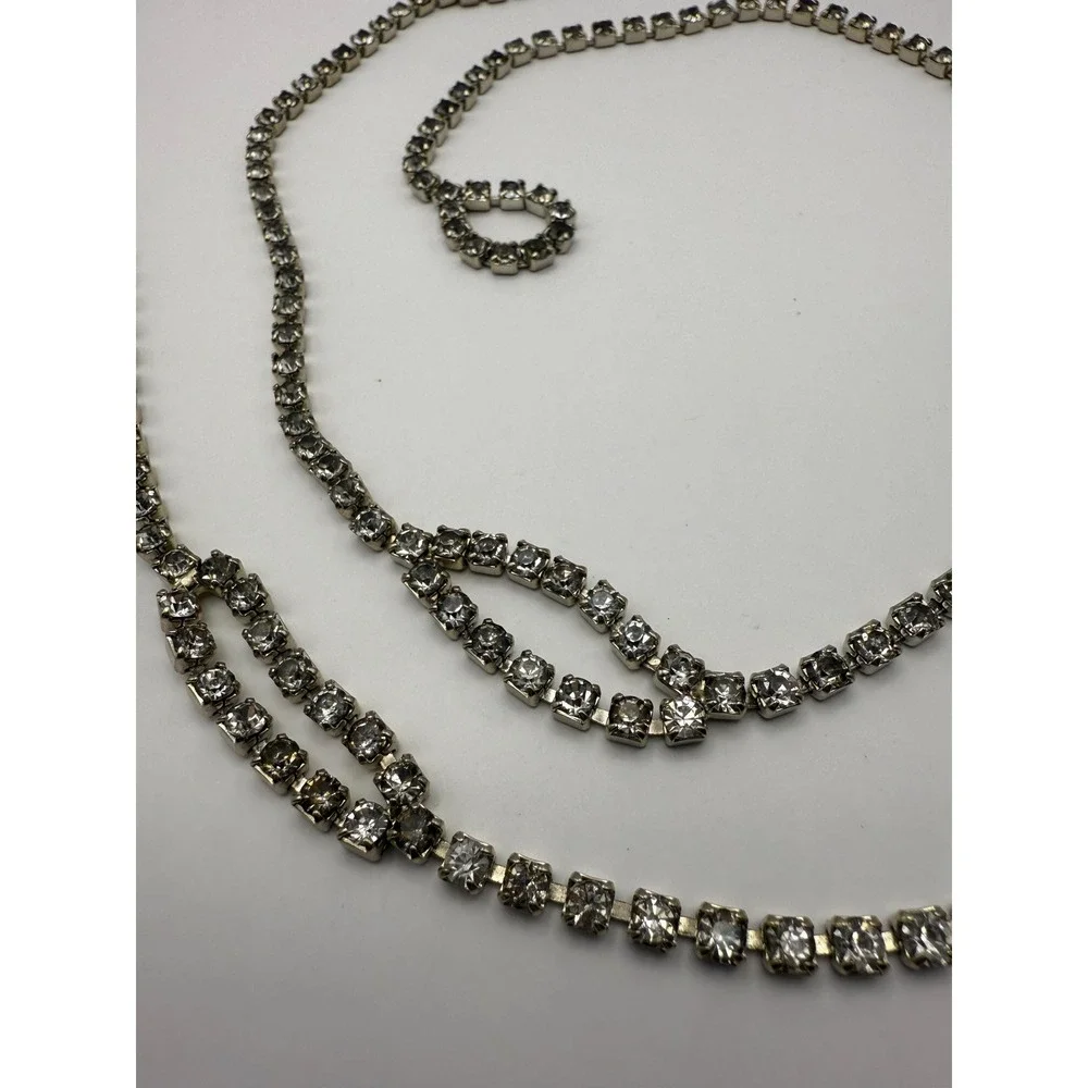Vintage Long Rhinestone Necklace‎ or Belt – 40 Inch Glam Statement Jewelry